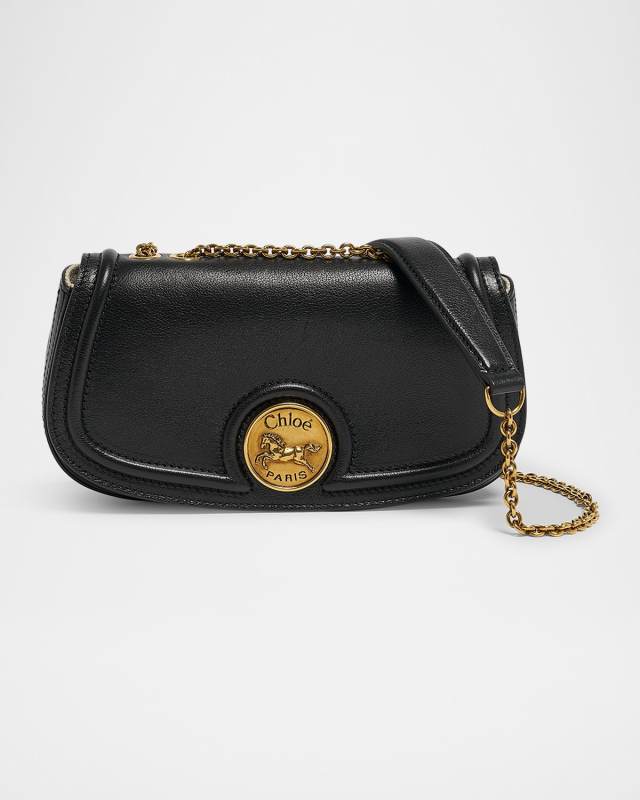 Horse Medal Wallet on Chain in Grained Leather